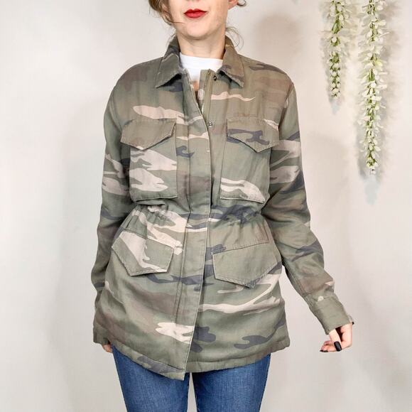 NWT RAILS Whitaker Sage Camo jacket faux shearling lining utility cargo - Picture 3 of 12